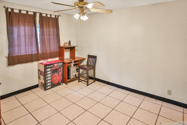 interior space featuring ceiling fan