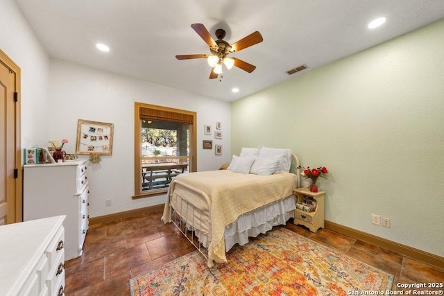 bedroom featuring ceiling fan