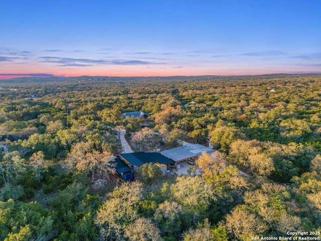 view of aerial view at dusk