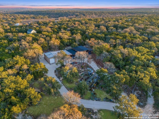 view of aerial view at dusk