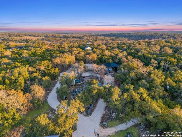 view of aerial view at dusk