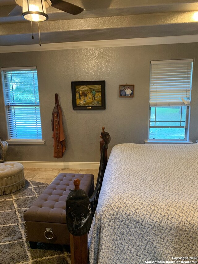 bedroom featuring ceiling fan