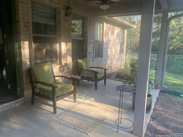 view of patio with ceiling fan