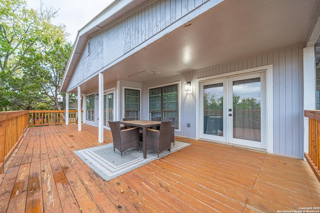 wooden terrace with french doors