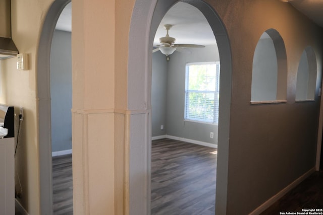 hall featuring dark hardwood / wood-style flooring