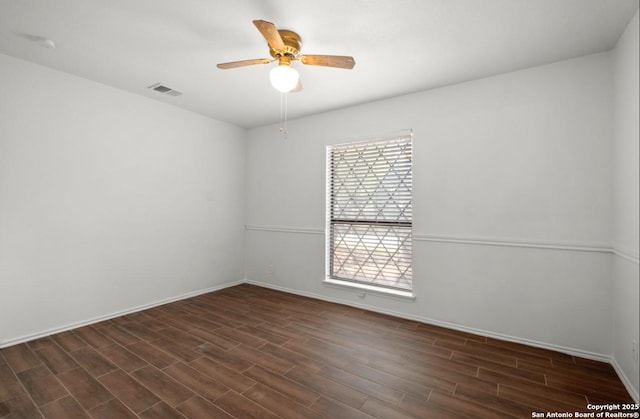 unfurnished room with ceiling fan