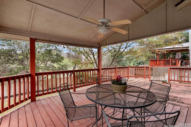 deck featuring ceiling fan