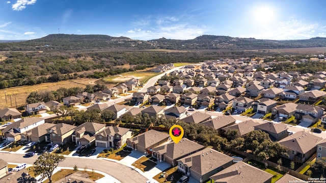 bird's eye view with a mountain view