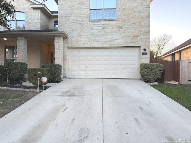 exterior space featuring a garage