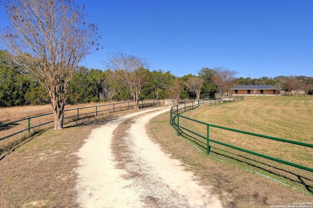 view of road with a rural view