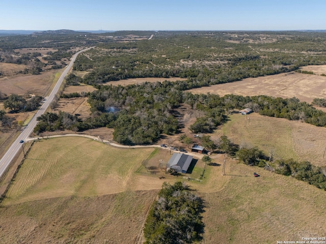 drone / aerial view with a rural view