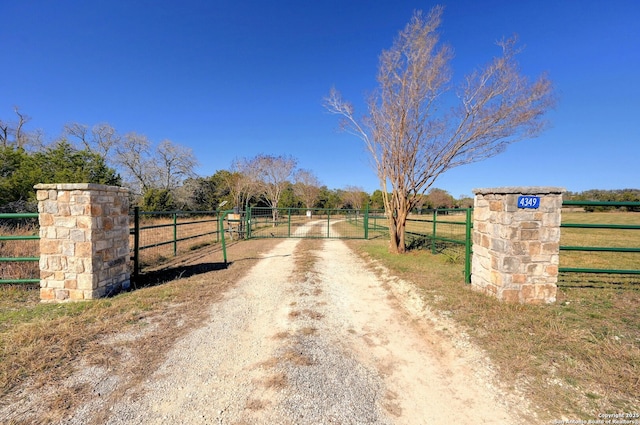 view of road with a rural view