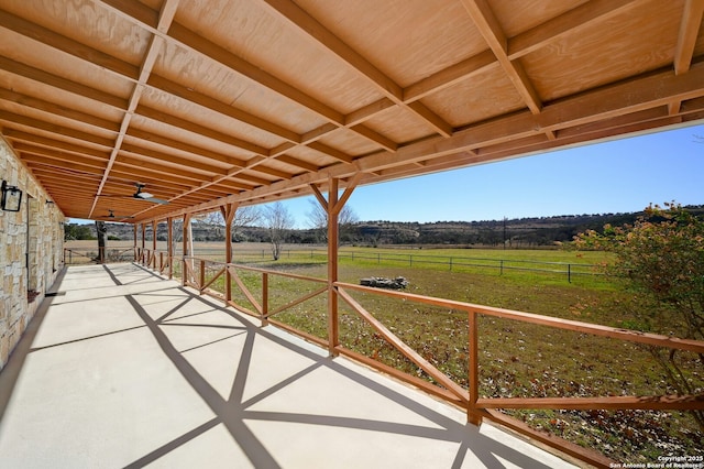 view of patio with a rural view