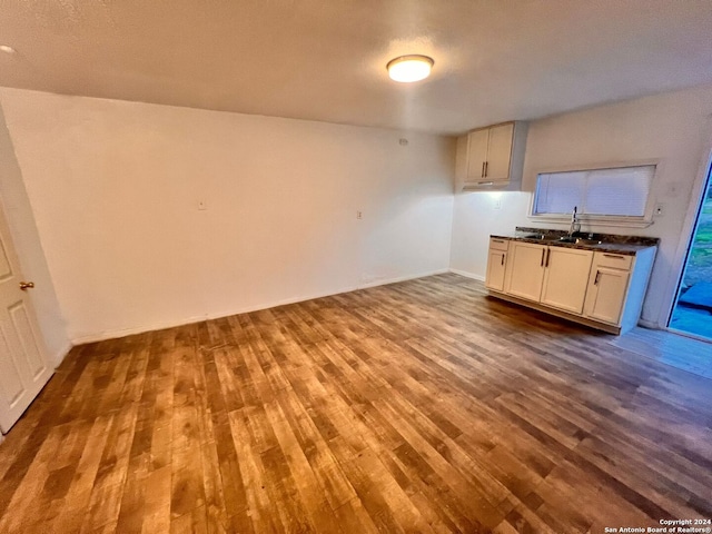 kitchen featuring sink, white cabinets, and dark hardwood / wood-style floors