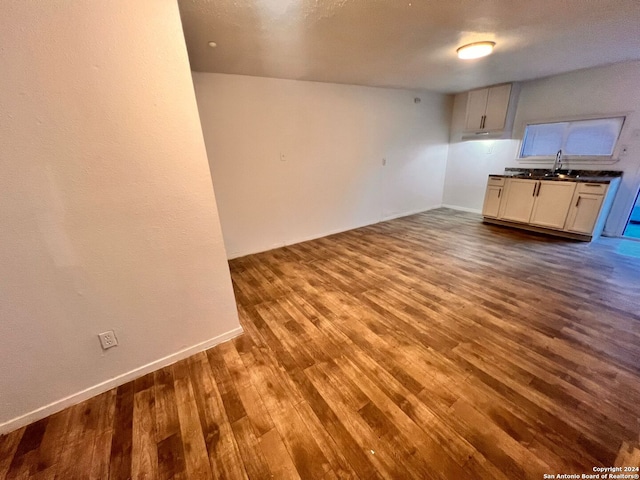 interior space with wood-type flooring and sink