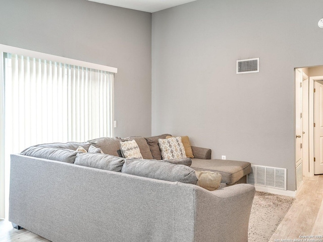 living room featuring light hardwood / wood-style flooring