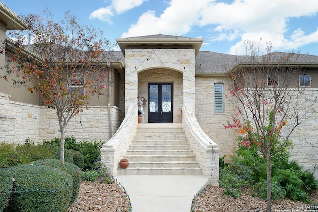 property entrance with french doors