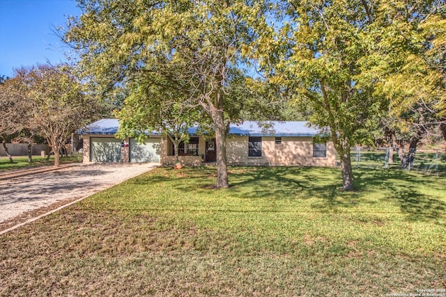 ranch-style house with a front lawn