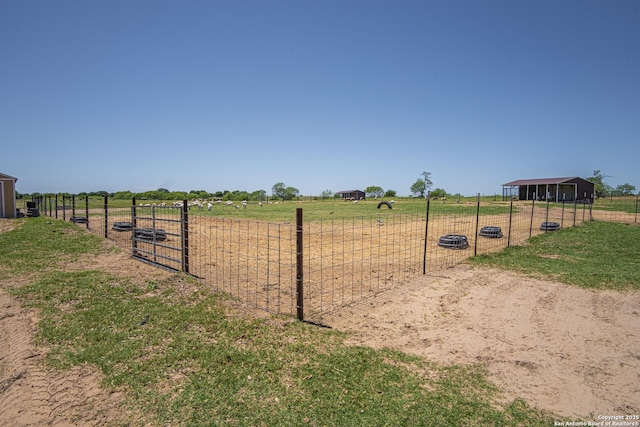 view of yard with a rural view