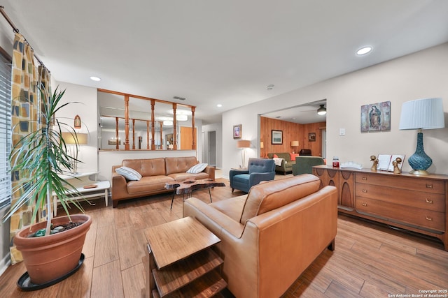 living room featuring light wood-type flooring