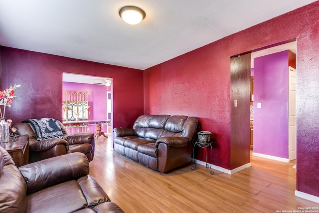 living room with hardwood / wood-style flooring