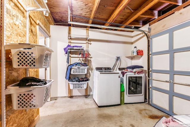 interior space featuring washing machine and dryer