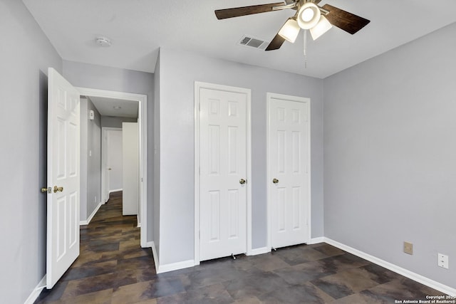 unfurnished bedroom with ceiling fan