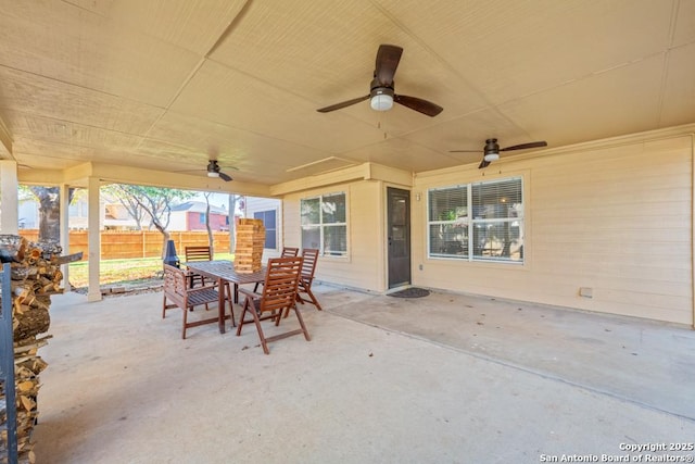 view of patio / terrace featuring ceiling fan