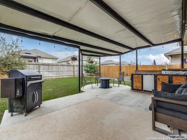 view of patio with an outdoor kitchen