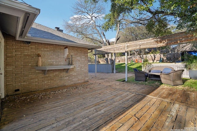 wooden terrace featuring a pergola