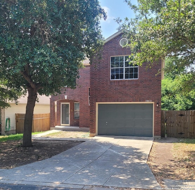 view of front property with a garage