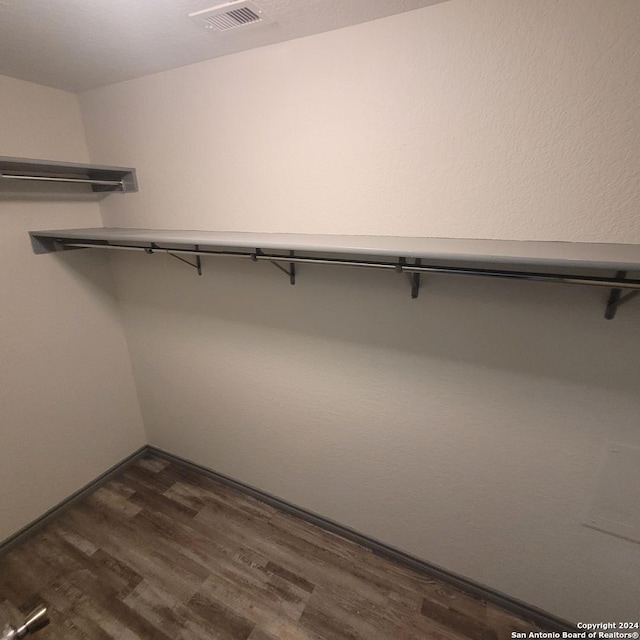 spacious closet featuring dark wood-type flooring