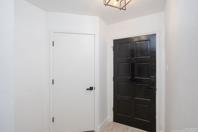 foyer entrance featuring light wood-type flooring