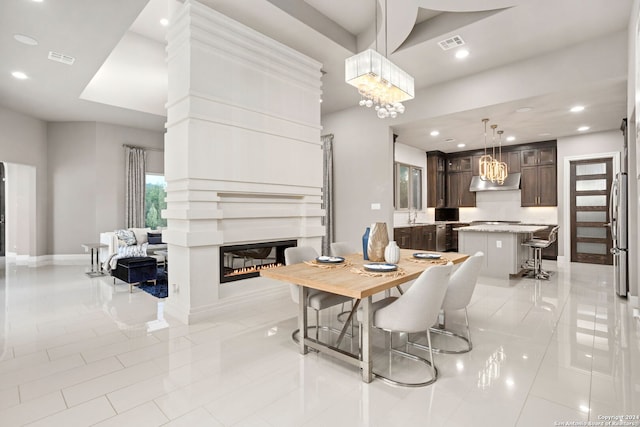 view of tiled dining area