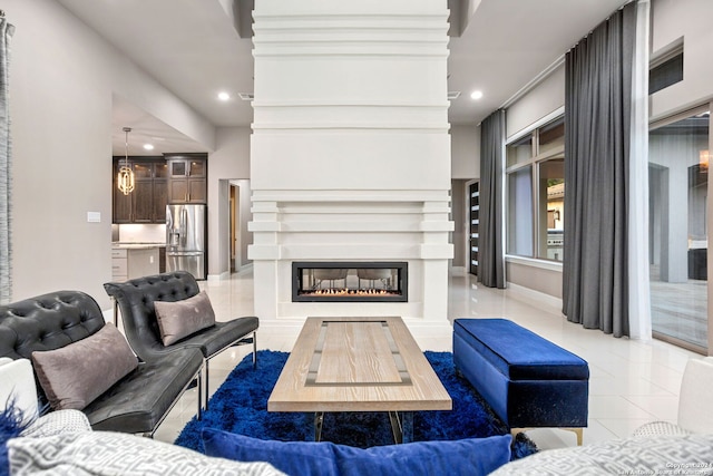 view of tiled living room