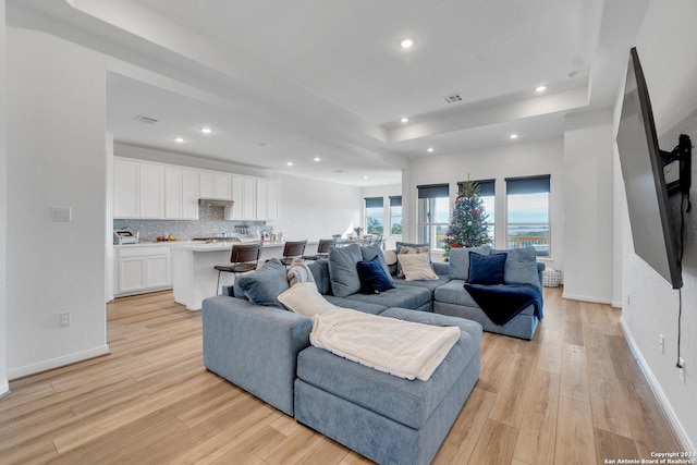 living room featuring light hardwood / wood-style floors