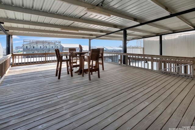 view of dock featuring a wooden deck