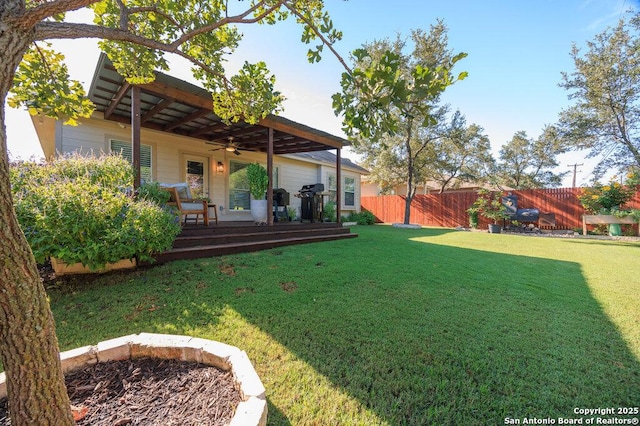 view of yard featuring a deck