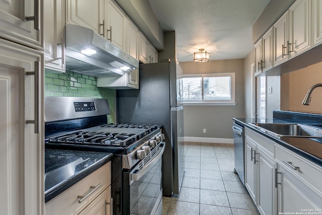 kitchen with white cabinets, sink, and stainless steel appliances