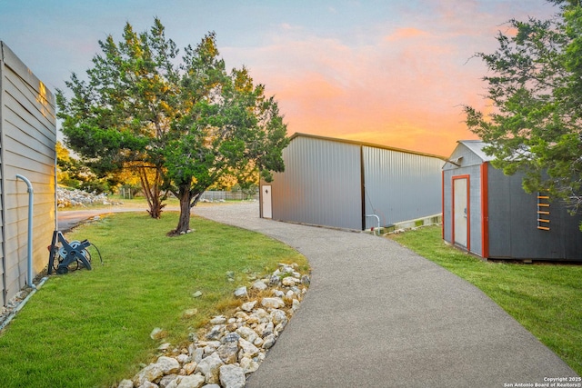 exterior space with a storage unit