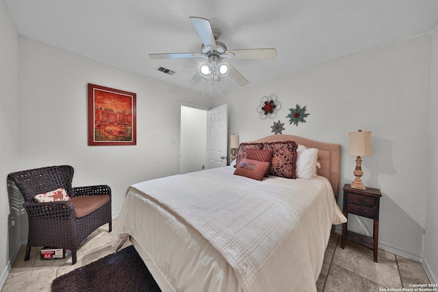 bedroom featuring ceiling fan