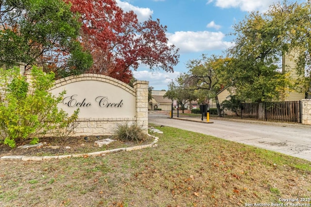 view of community sign