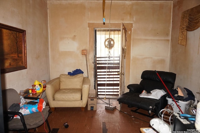 living area with wood-type flooring