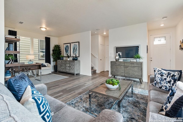 living room featuring wood-type flooring