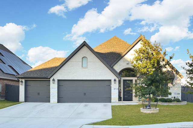 view of front of home with a garage and a front yard