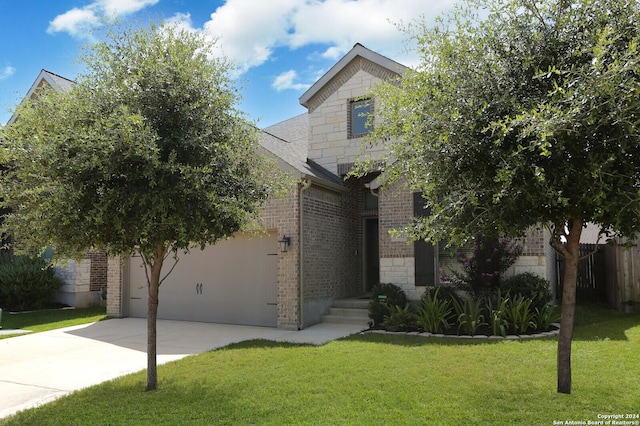 view of property hidden behind natural elements with a front yard