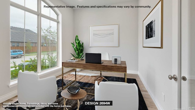 office featuring hardwood / wood-style flooring