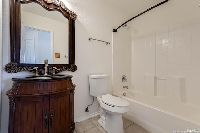 full bathroom featuring tile patterned floors, vanity, toilet, and bathtub / shower combination