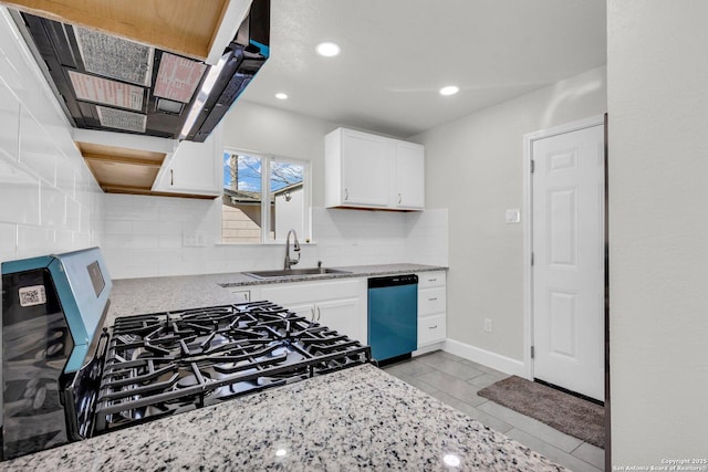 kitchen with backsplash, sink, white cabinets, and stainless steel appliances