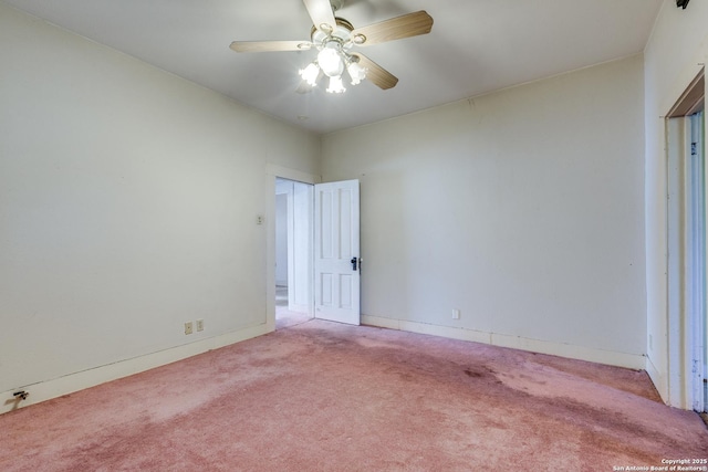 unfurnished bedroom with carpet floors and ceiling fan